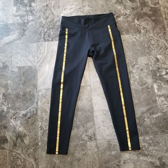 Fabletics Black Gold Stripe Leggings Medium - Picture 4 of 7